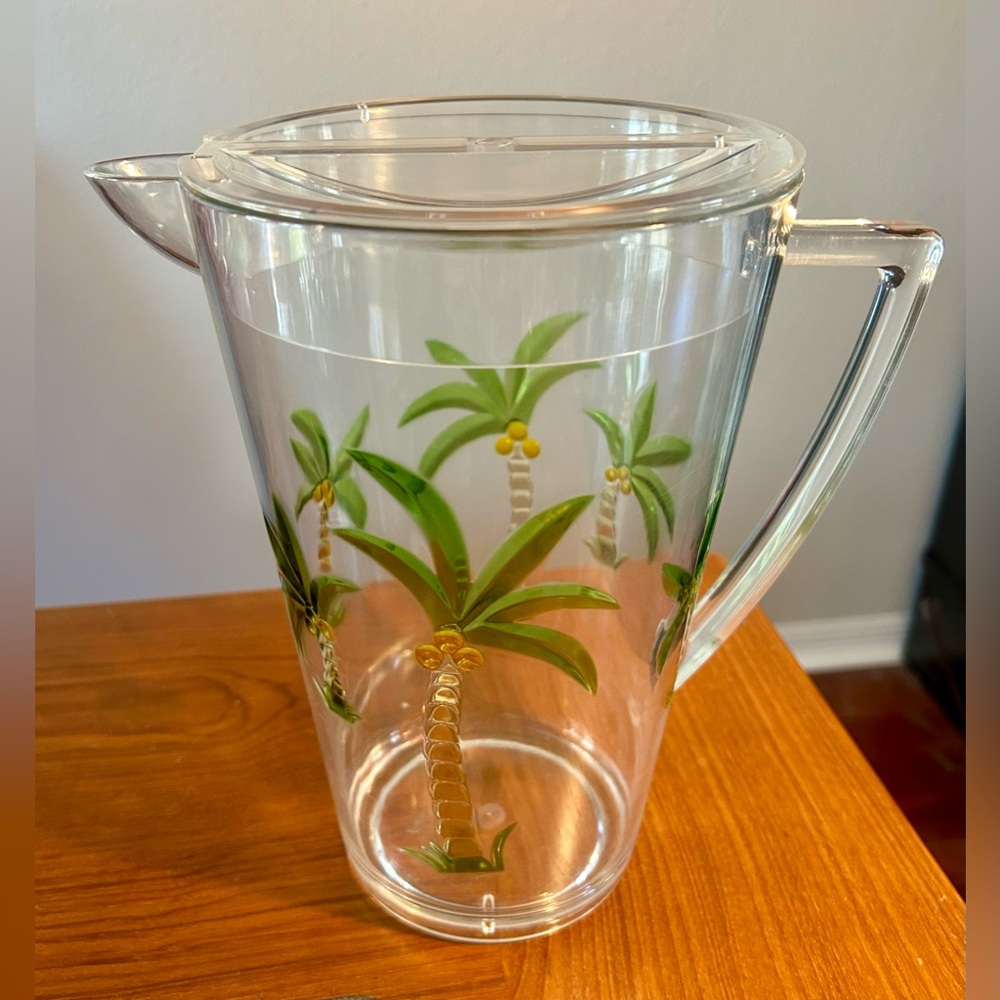 Tropical Palm Tree Acrylic Pitcher with Lid